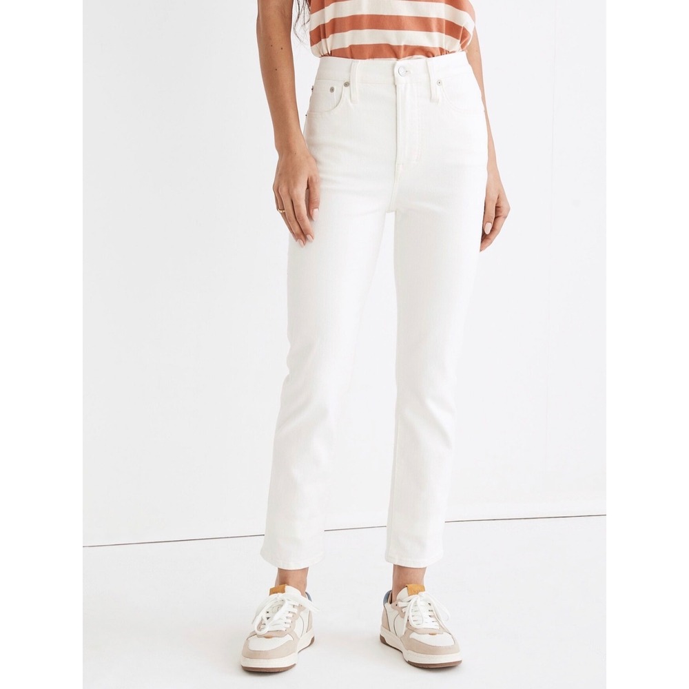 New Madewell Curvy Perfect Vintage Jean Women 30 Tile White High Rise Ankle